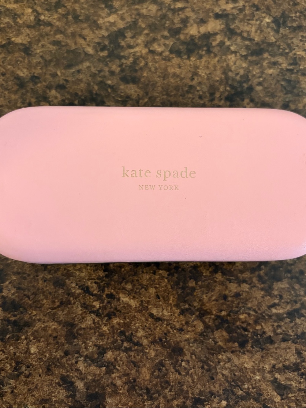 kate spade Pink glasses case with Gold Logo